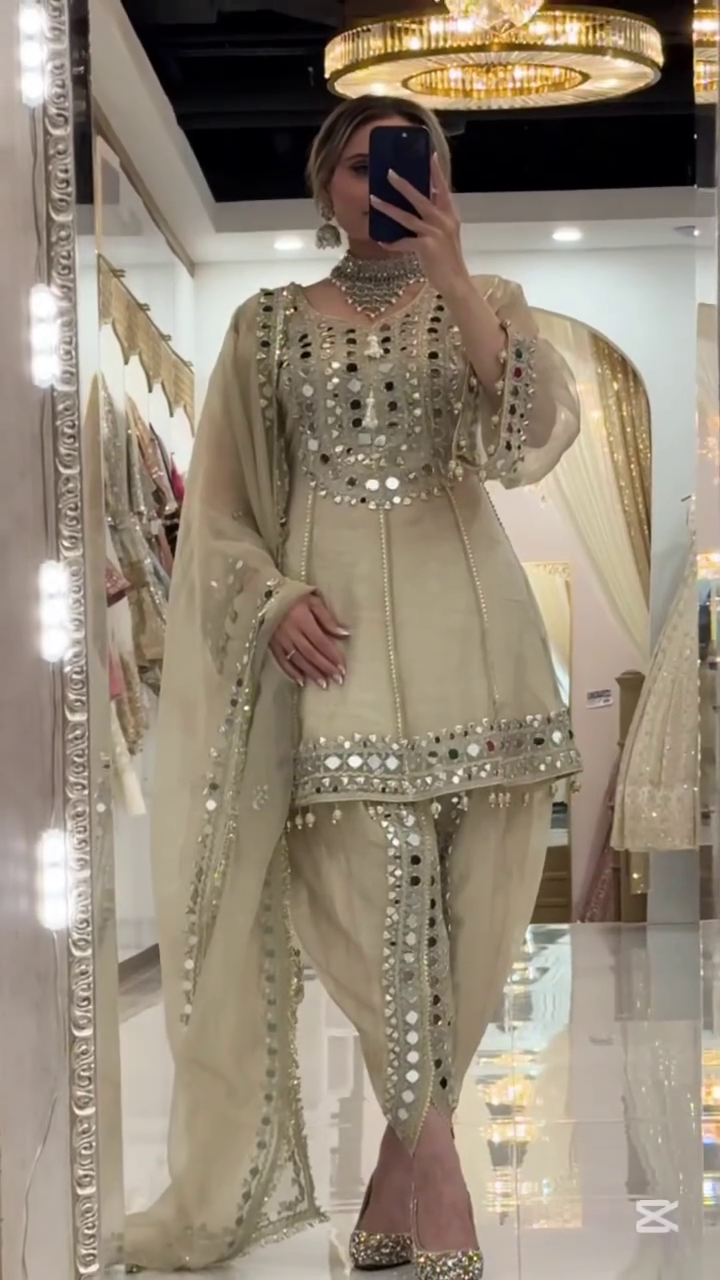 Luxurious Mirror Work Designer Suit Set for Festive Occasions