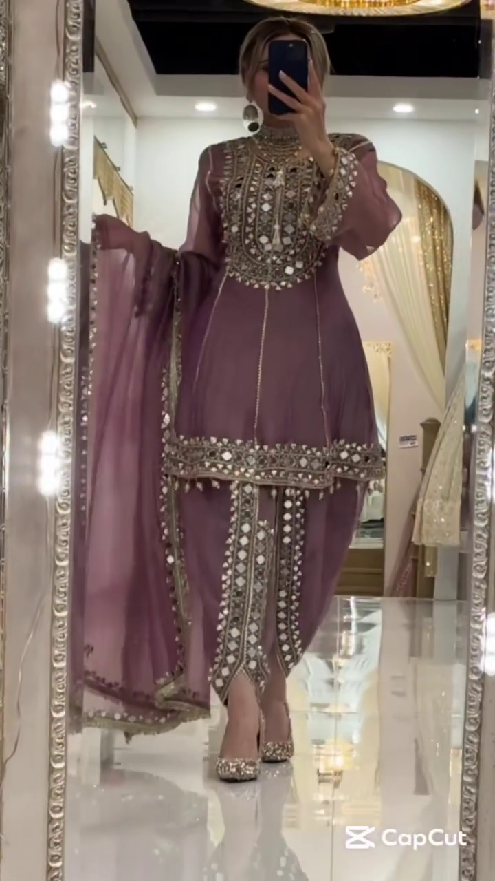 Luxurious Mirror Work Designer Suit Set for Festive Occasions