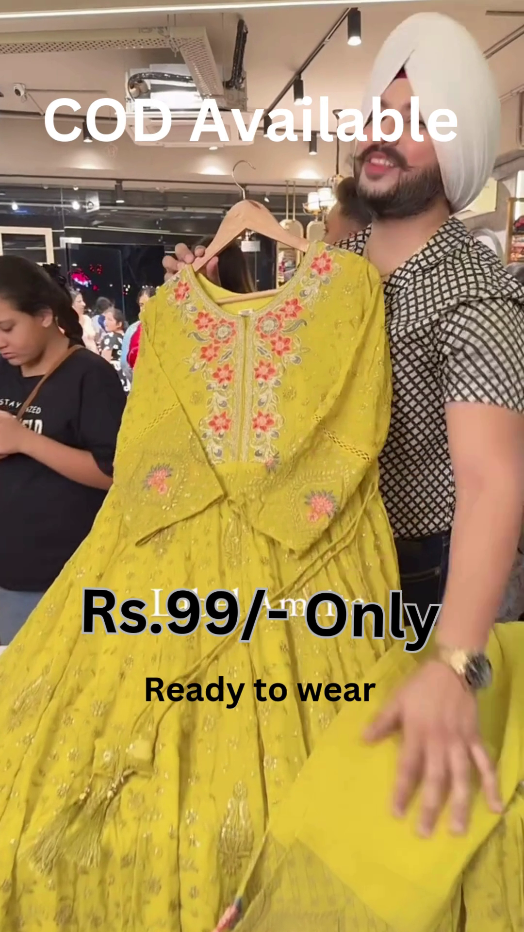 Bright Yellow Ready-to-Wear Embroidered Suit Set