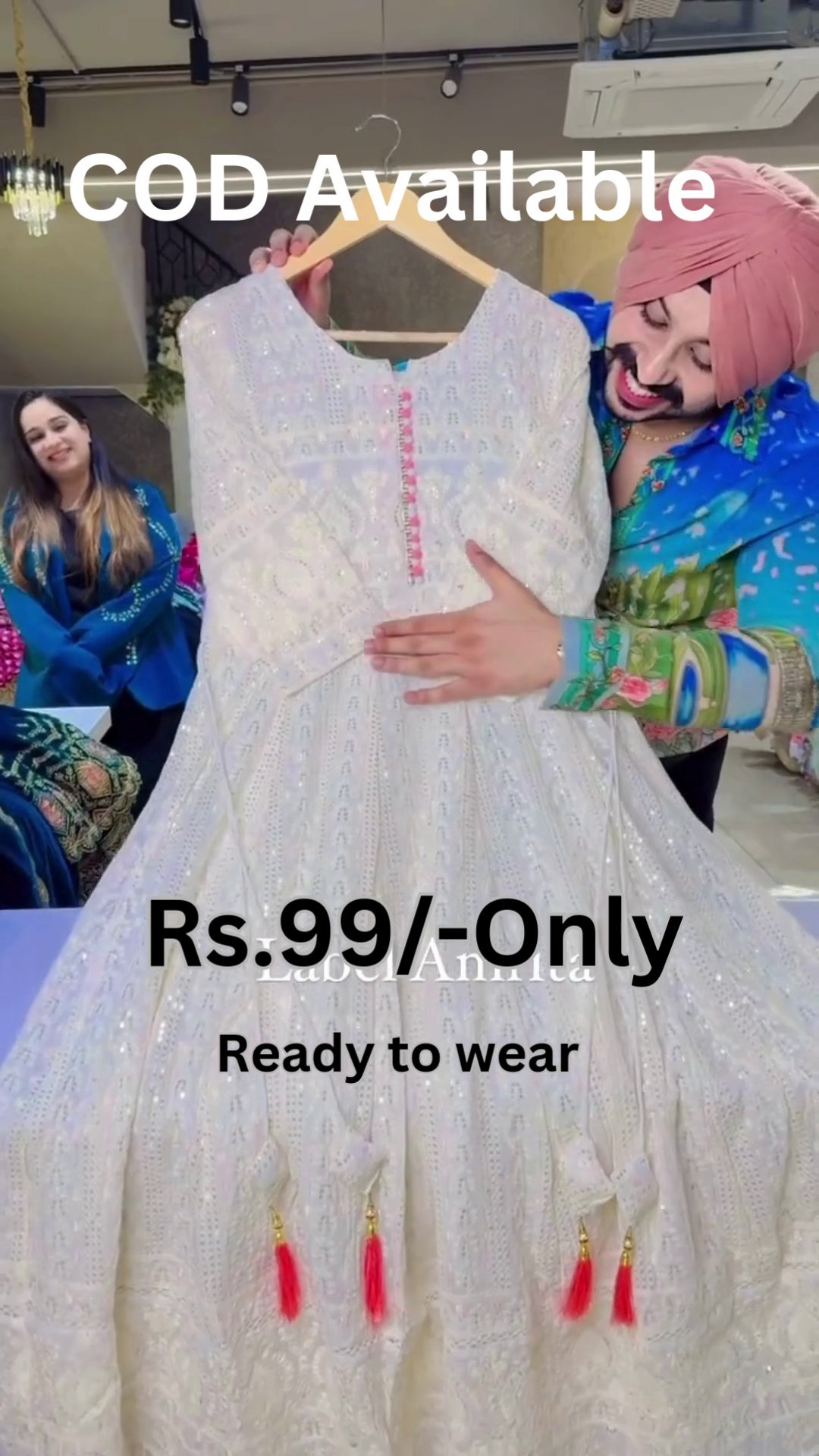 Elegant White Anarkali Suit with Pink Dupatta