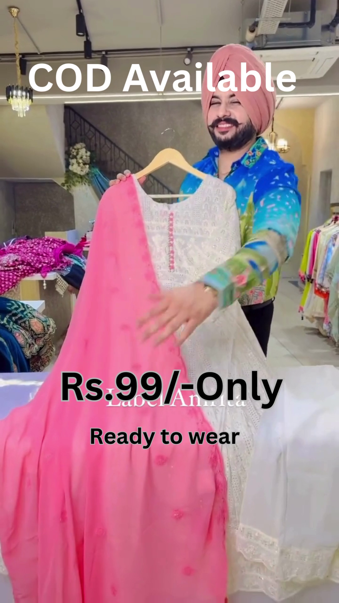 Elegant White Anarkali Suit with Pink Dupatta