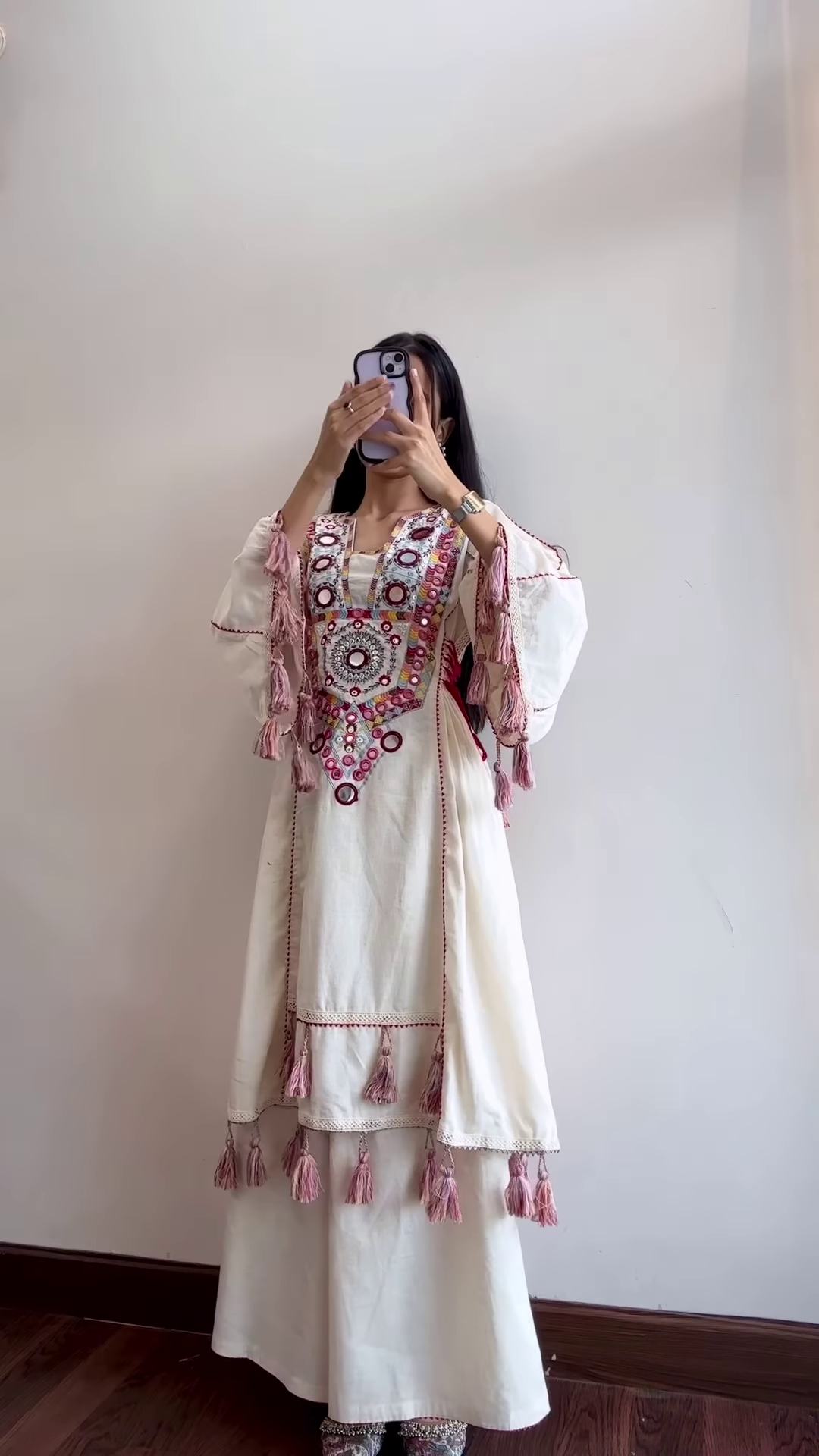 Trendy Bohemian Style Kurta with Tassel Details