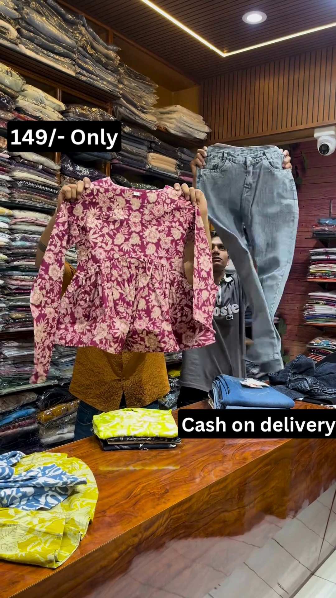 Stylish Yellow Printed Top with Classic Black Denim