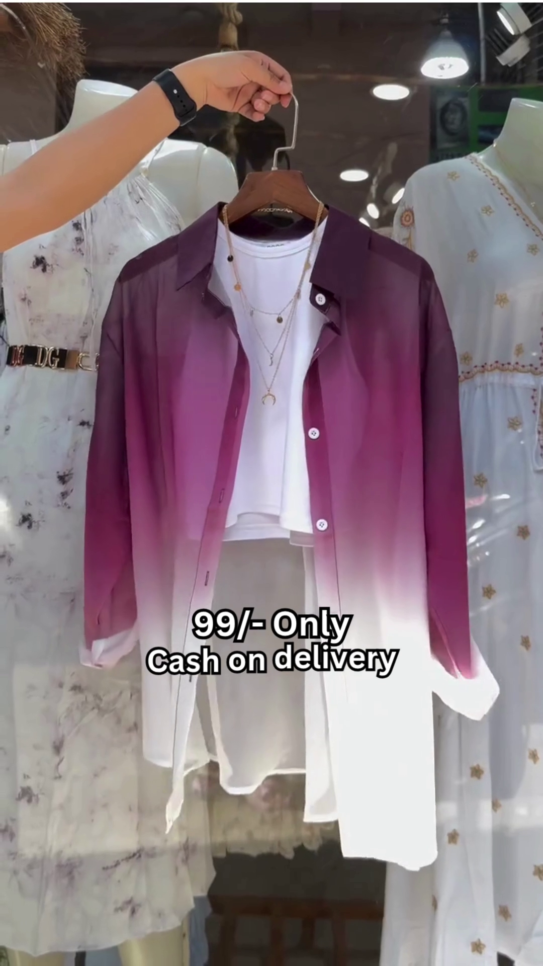 Chic Gradient Purple Layered Shirt Outfit