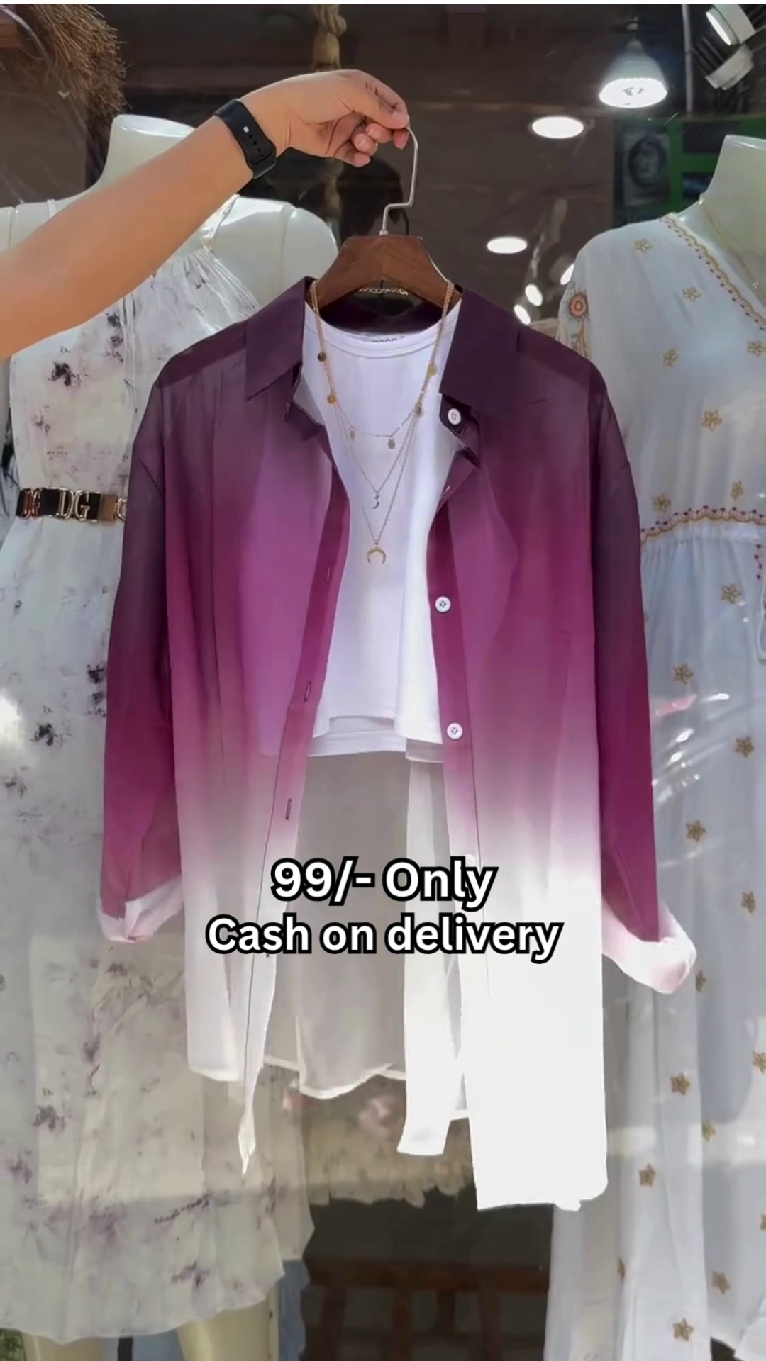 Chic Gradient Purple Layered Shirt Outfit