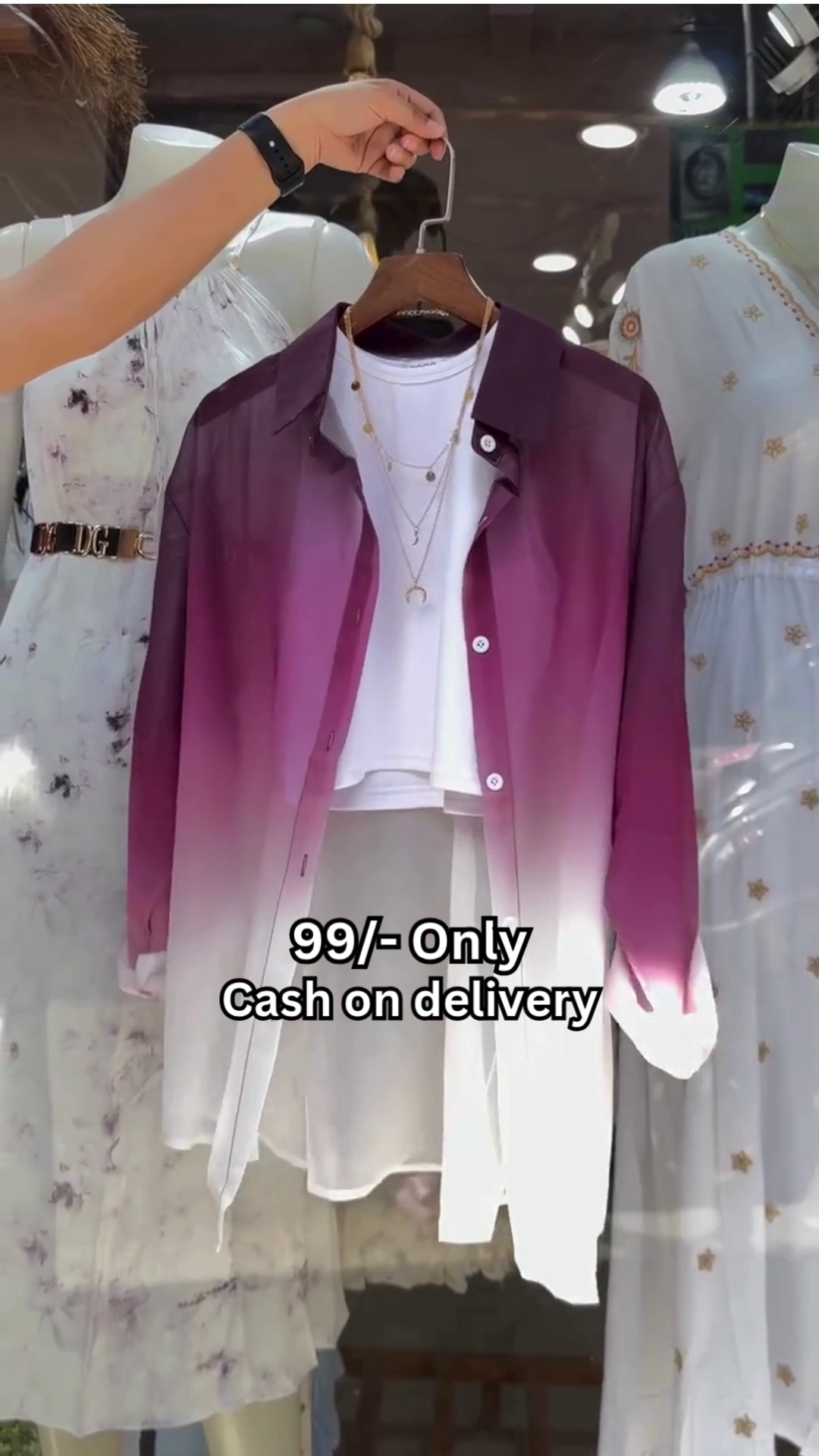 Chic Gradient Purple Layered Shirt Outfit