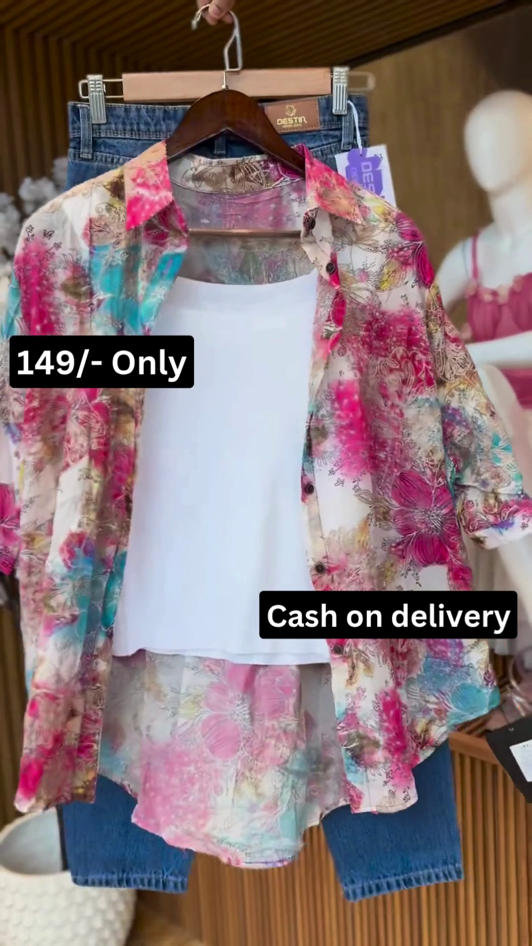 Stylish Floral Printed Shirt with Classic Denim Jeans