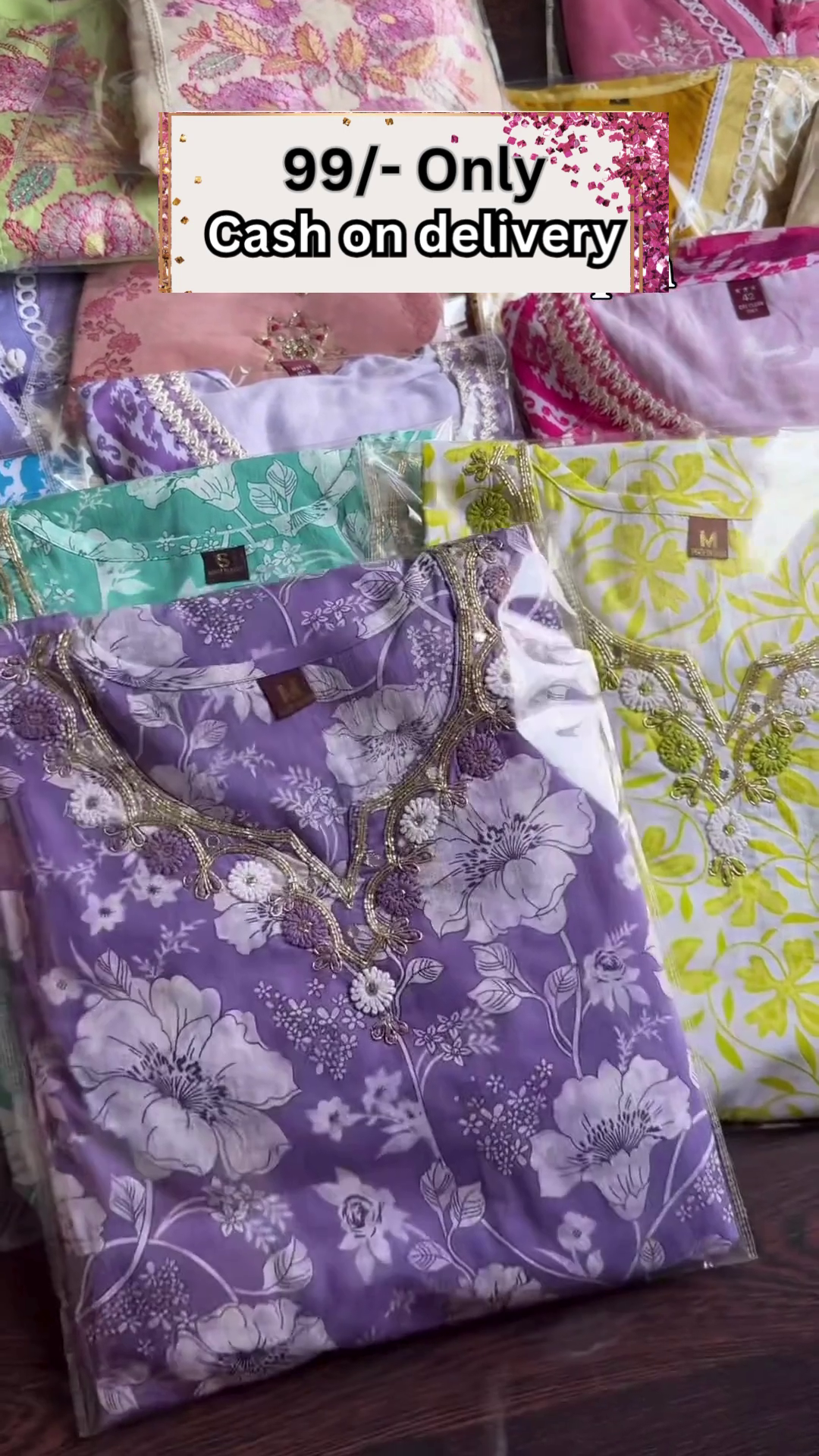 Luxury Lavender Embroidered Dress Material