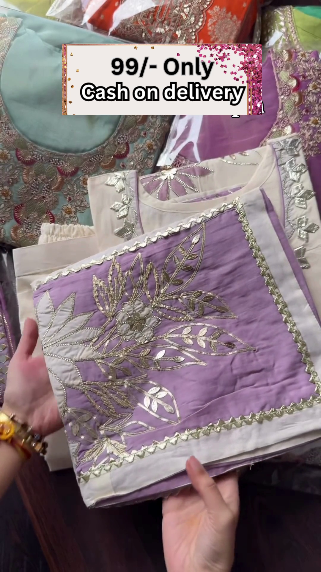 Luxury Lavender Embroidered Dress Material