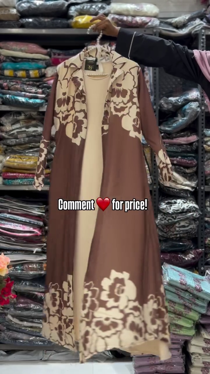 Elegant Floral Printed Long Layered Dress Set