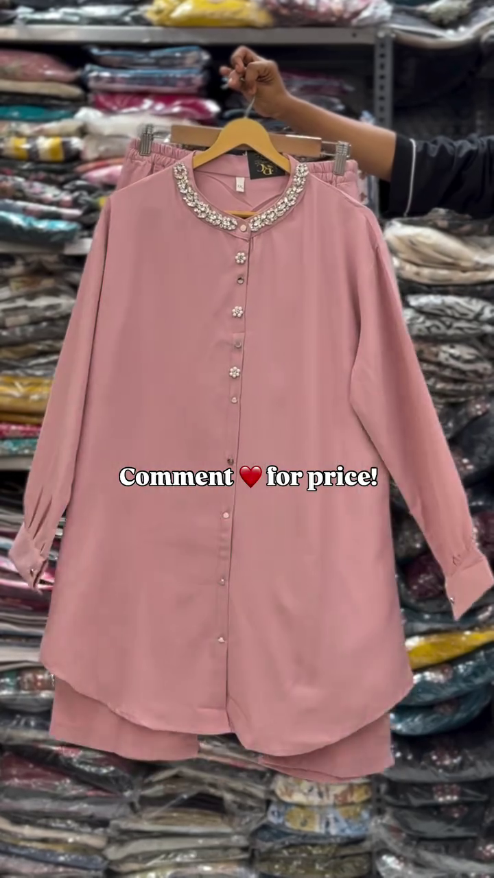 Elegant Blush Pink Embellished Co-Ord Set