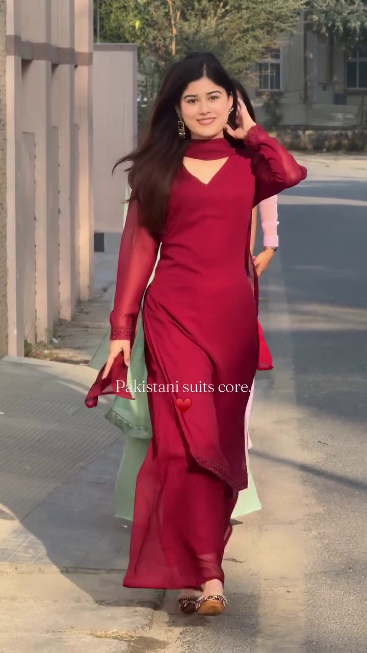 Graceful Maroon Traditional Suit with Elegant Dupatta