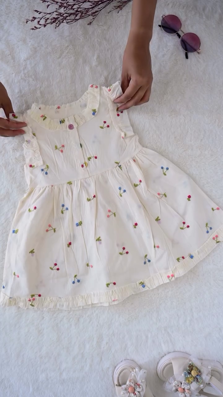 Elegant Floral Girls Dress – Light & Stylish Summer Outfit