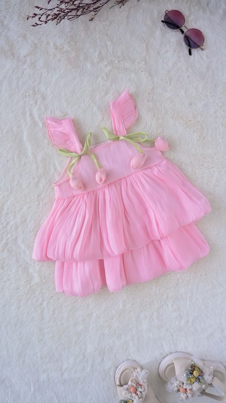 Elegant Floral Girls Dress – Light & Stylish Summer Outfit