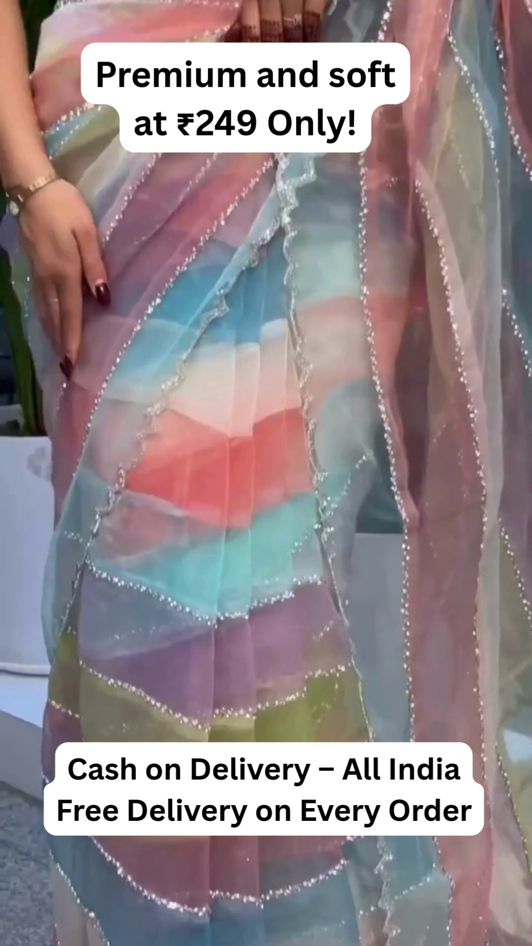 Premium Multicolor Organza Saree – Soft, Elegant & Festive Ready