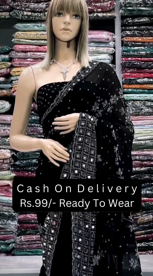 Elegant Black Ready-to-Wear Saree – Classic Style at an Unbeatable Price
