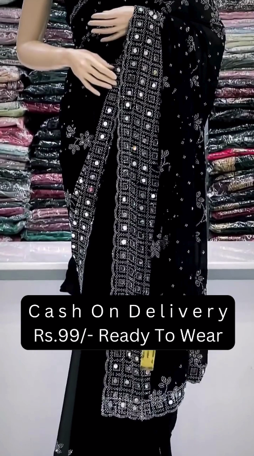 Elegant Black Ready-to-Wear Saree – Classic Style at an Unbeatable Price