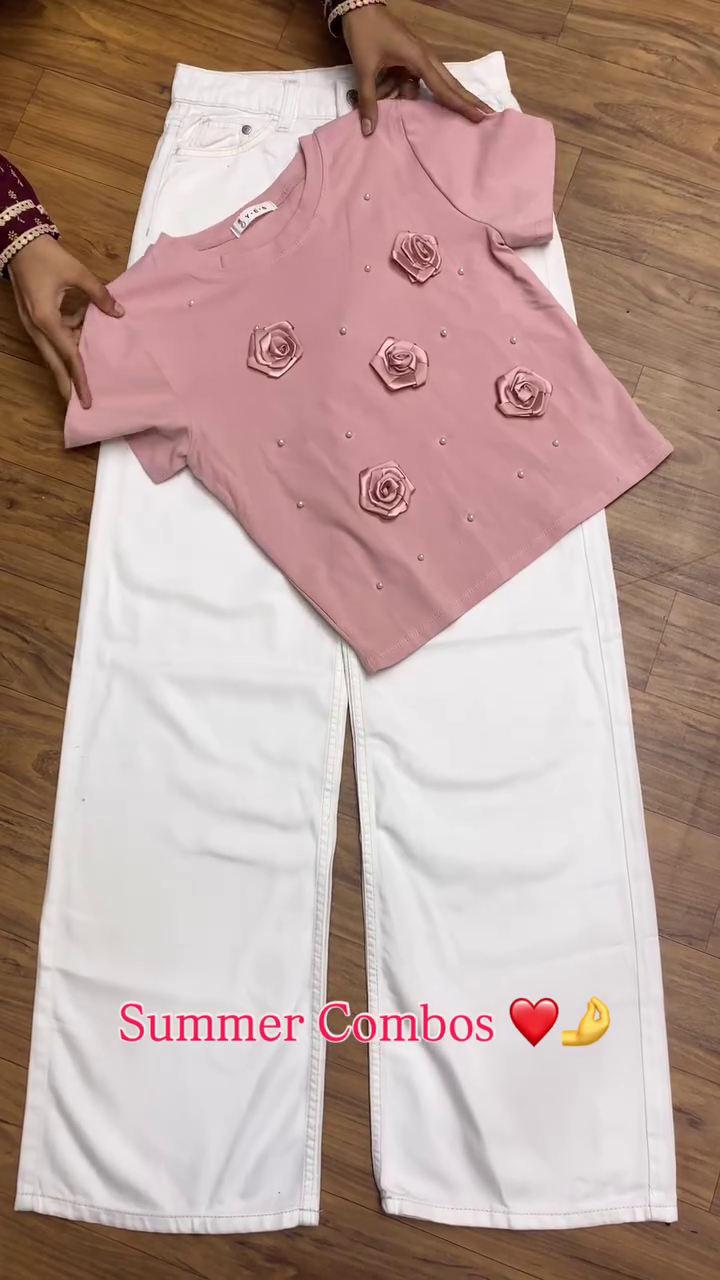 Trendy Pink Top & Denim Combo – Perfect Summer Casual Look