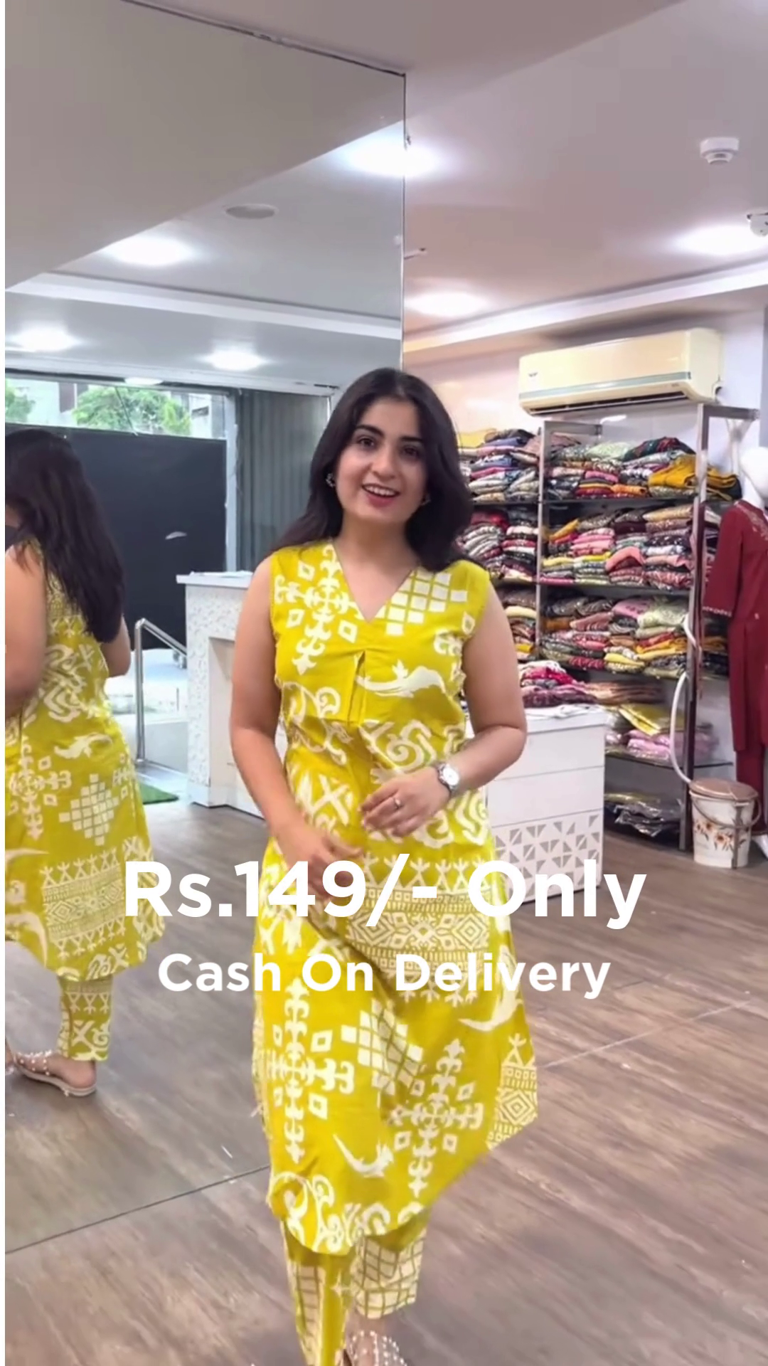 Bright Yellow Printed Dress