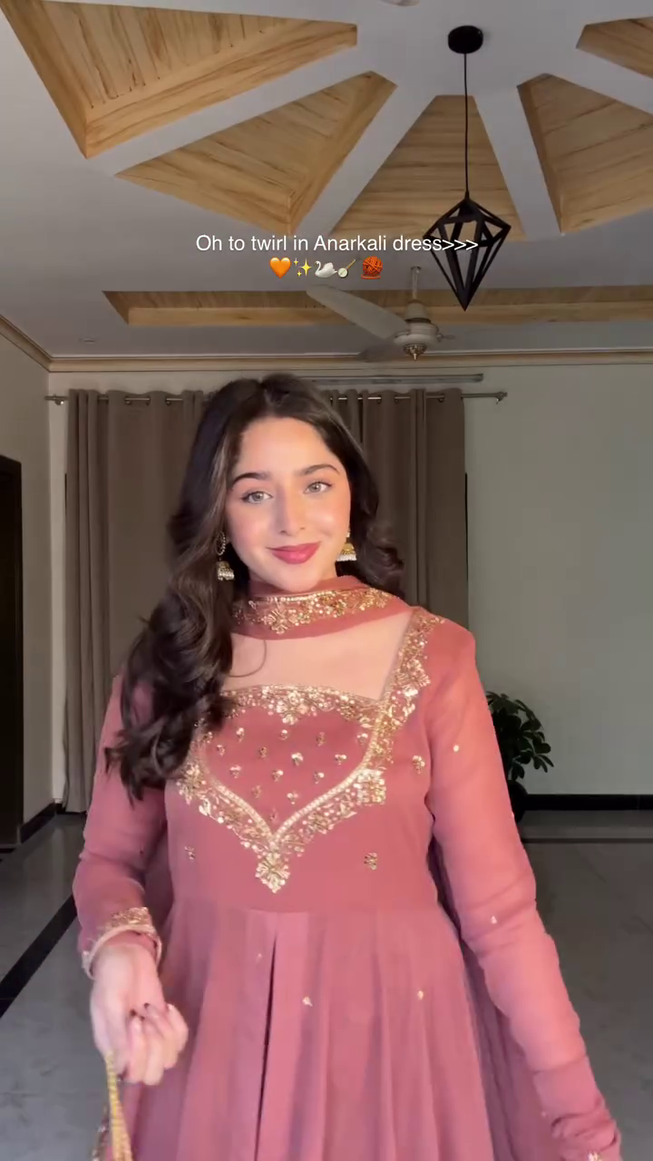 Graceful Rust Anarkali Dress with Golden Embellishments – Perfect Twirl-Ready Outfit