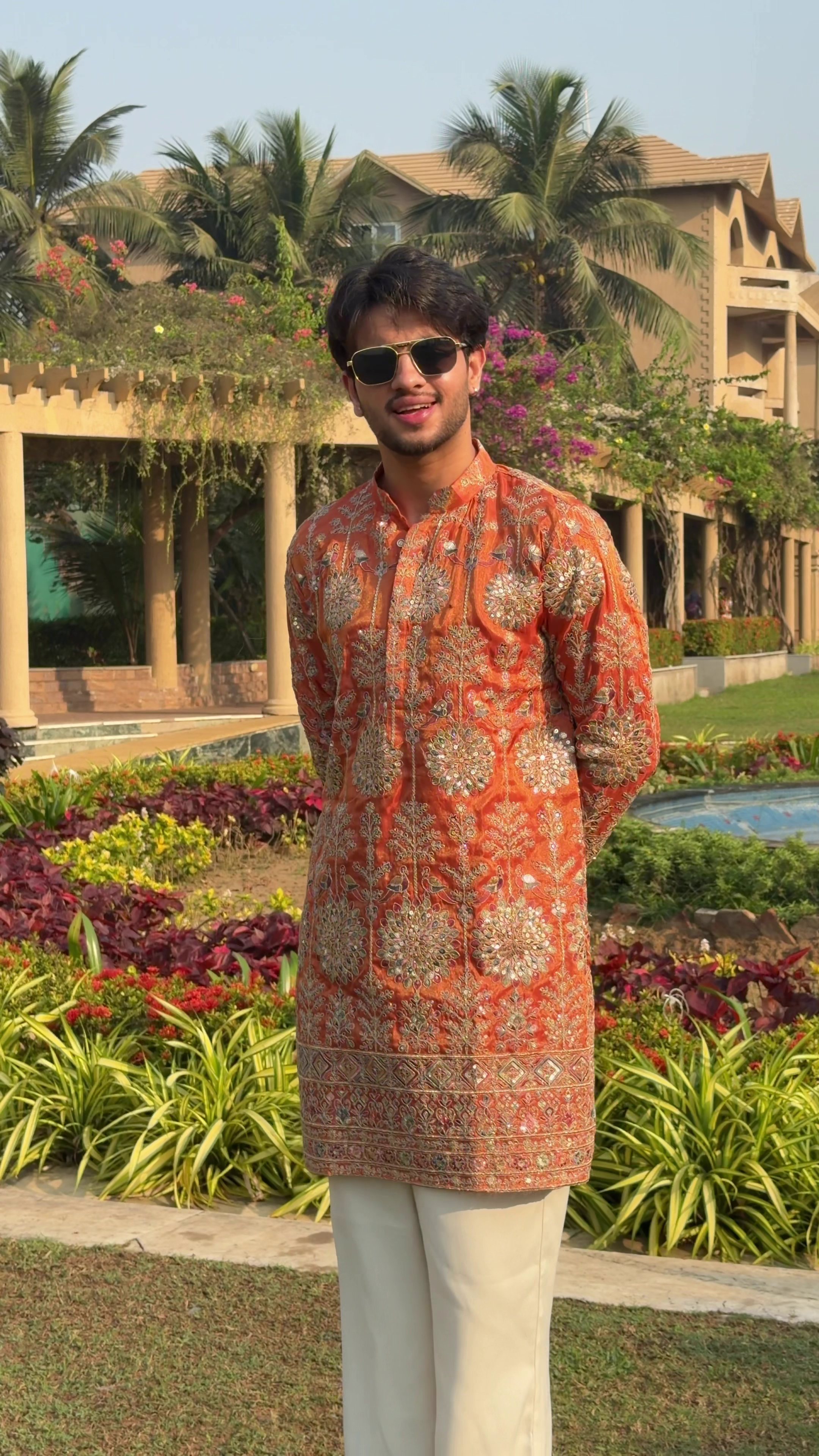 Royal Red Printed Kurta Set for Men – Perfect Festive & Wedding Wear