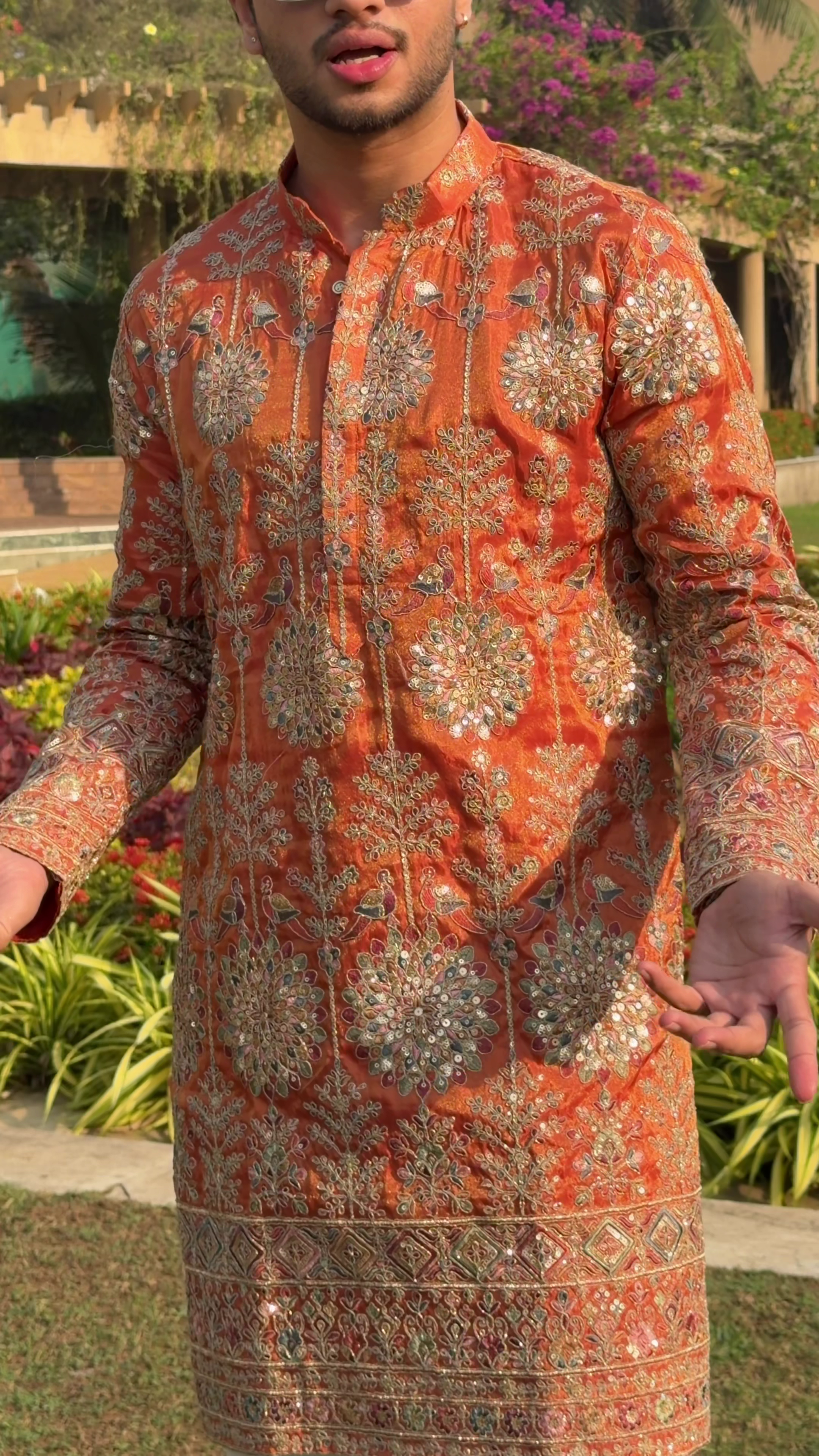 Royal Red Printed Kurta Set for Men – Perfect Festive & Wedding Wear