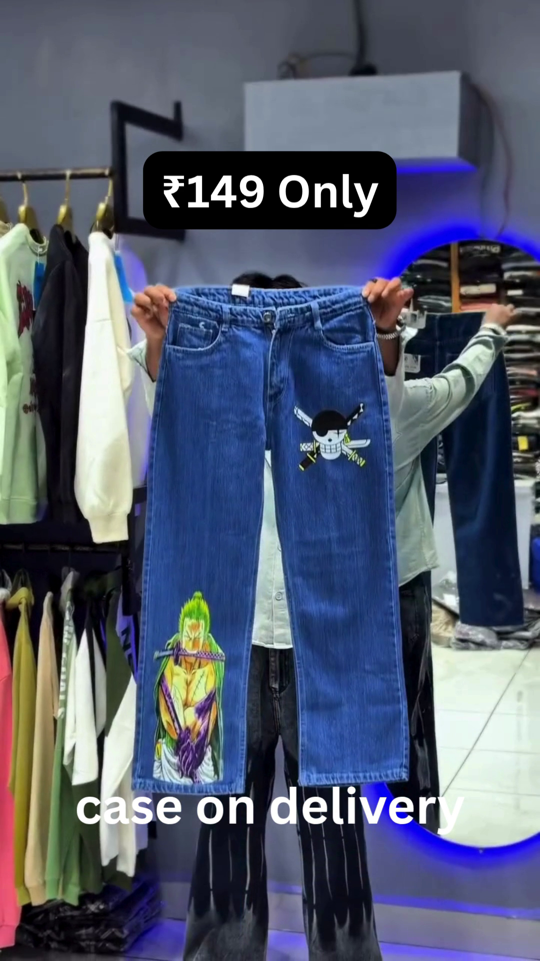 Trendy Printed Denim Jeans with Graphic Design – Bold Street Style Look