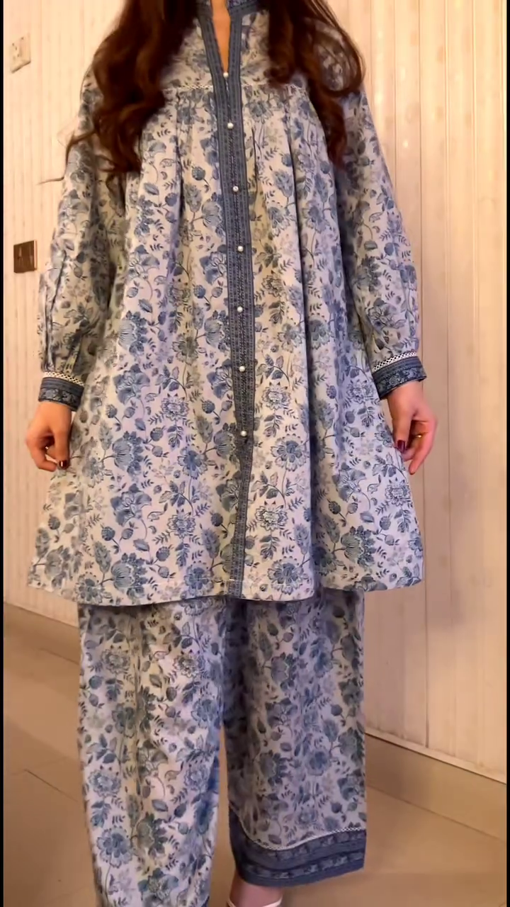 Elegant Blue Printed Kurta Set with Dupatta – Comfortable Everyday Ethnic Wear