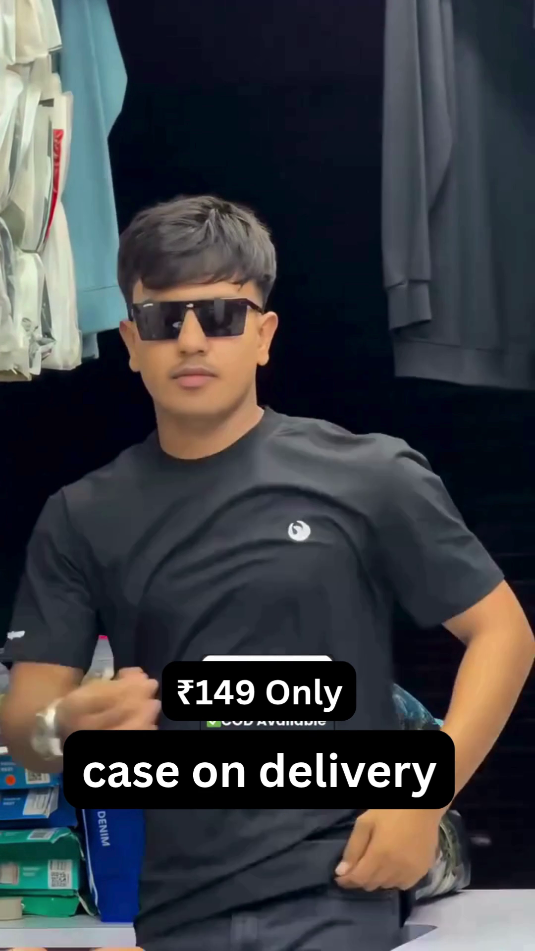 Classic Black T-Shirt with Sunglasses – Bold Casual Street Style