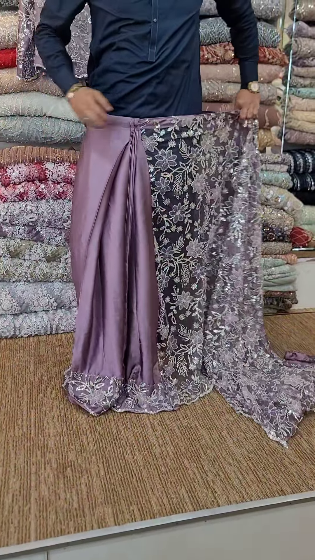 Lavender Net Embroidered Saree – Delicate Floral Elegance