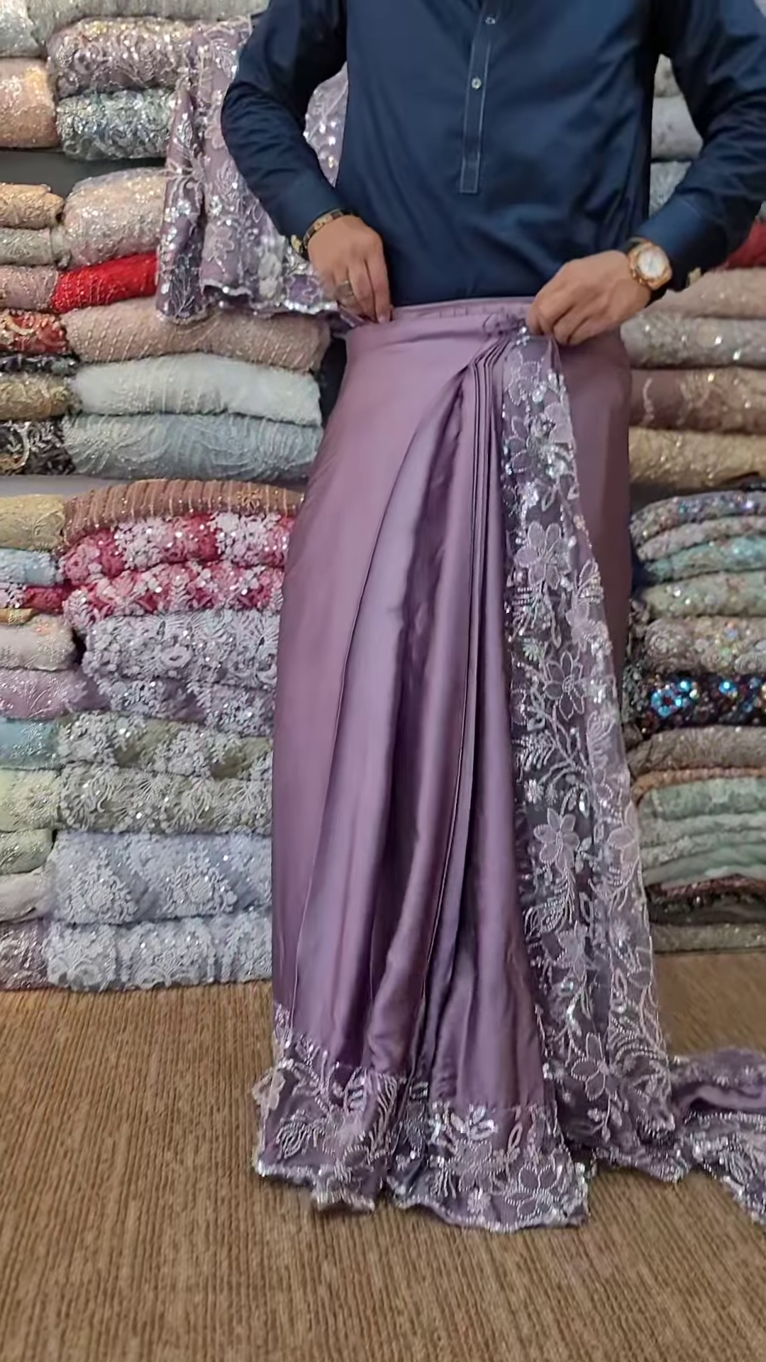 Lavender Net Embroidered Saree – Delicate Floral Elegance
