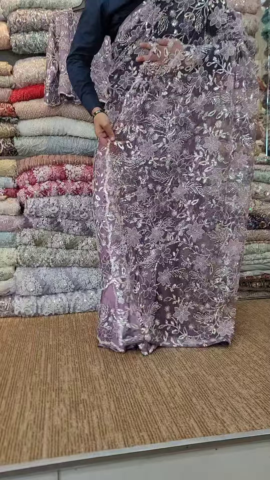 Lavender Net Embroidered Saree – Delicate Floral Elegance