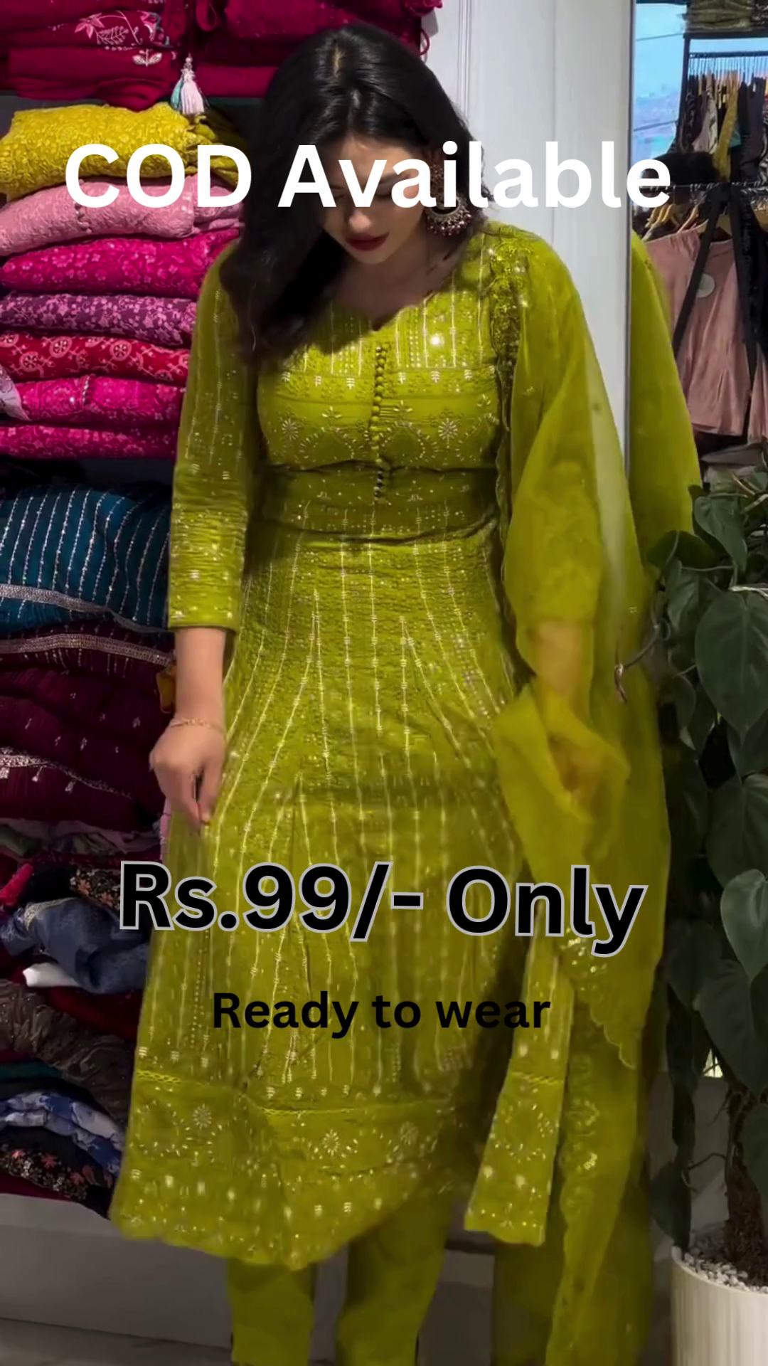 Lime Green Ready-to-Wear Suit – Vibrant Everyday Ethnic Style