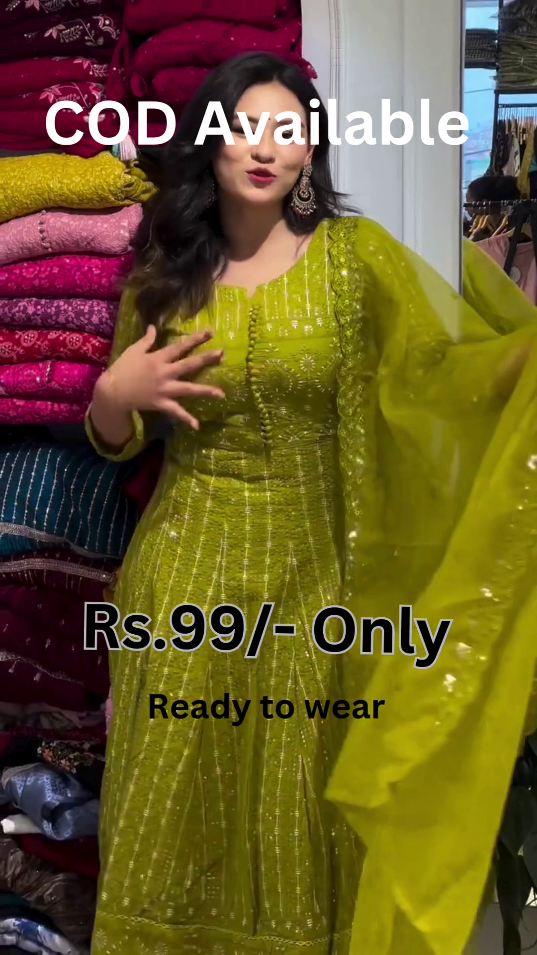 Lime Green Ready-to-Wear Suit – Vibrant Everyday Ethnic Style