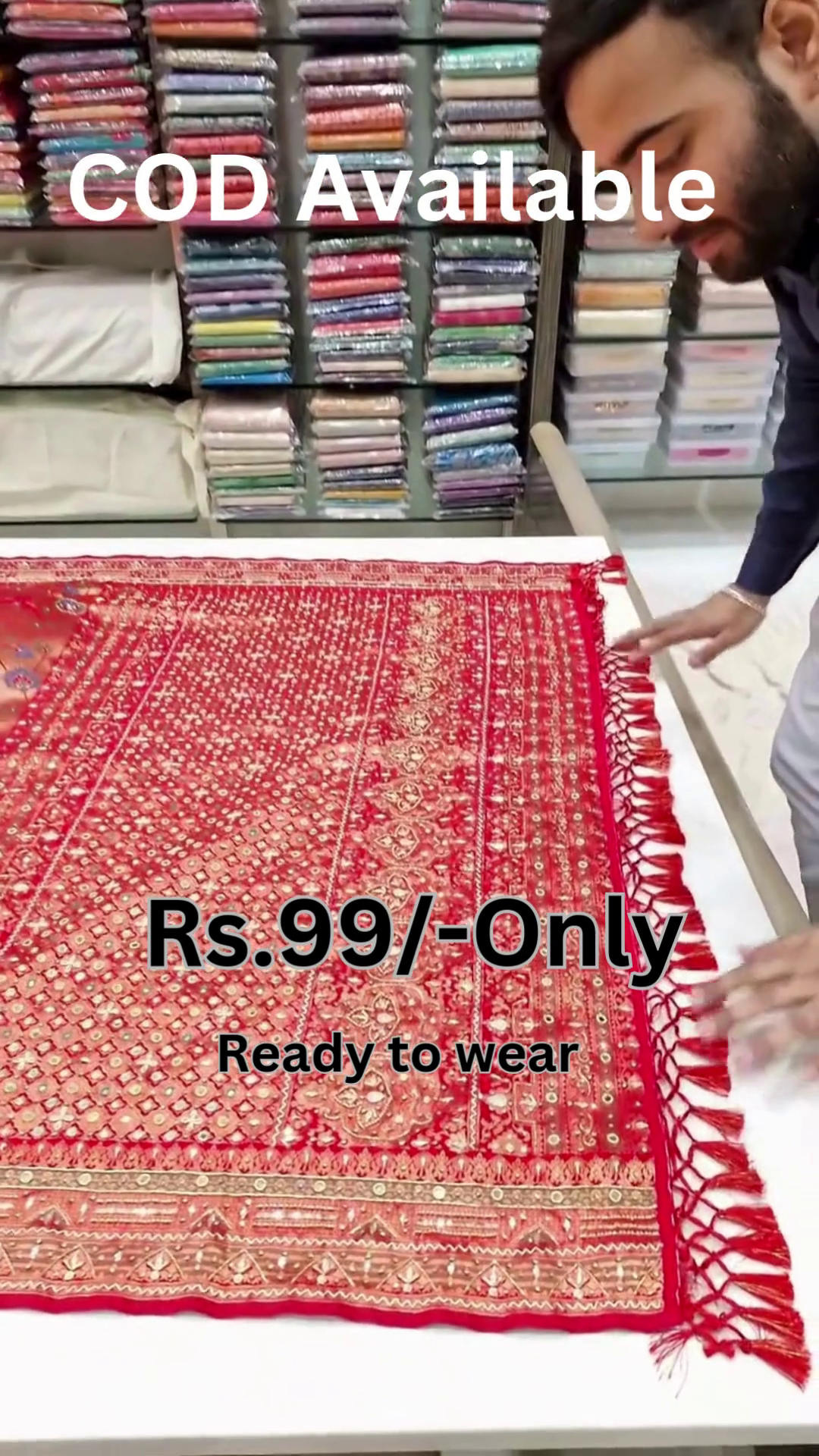 Royal Red Embroidered Dupatta – Traditional Craft with Luxe Detailing