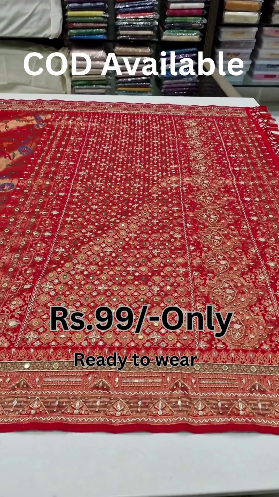 Royal Red Embroidered Dupatta – Traditional Craft with Luxe Detailing