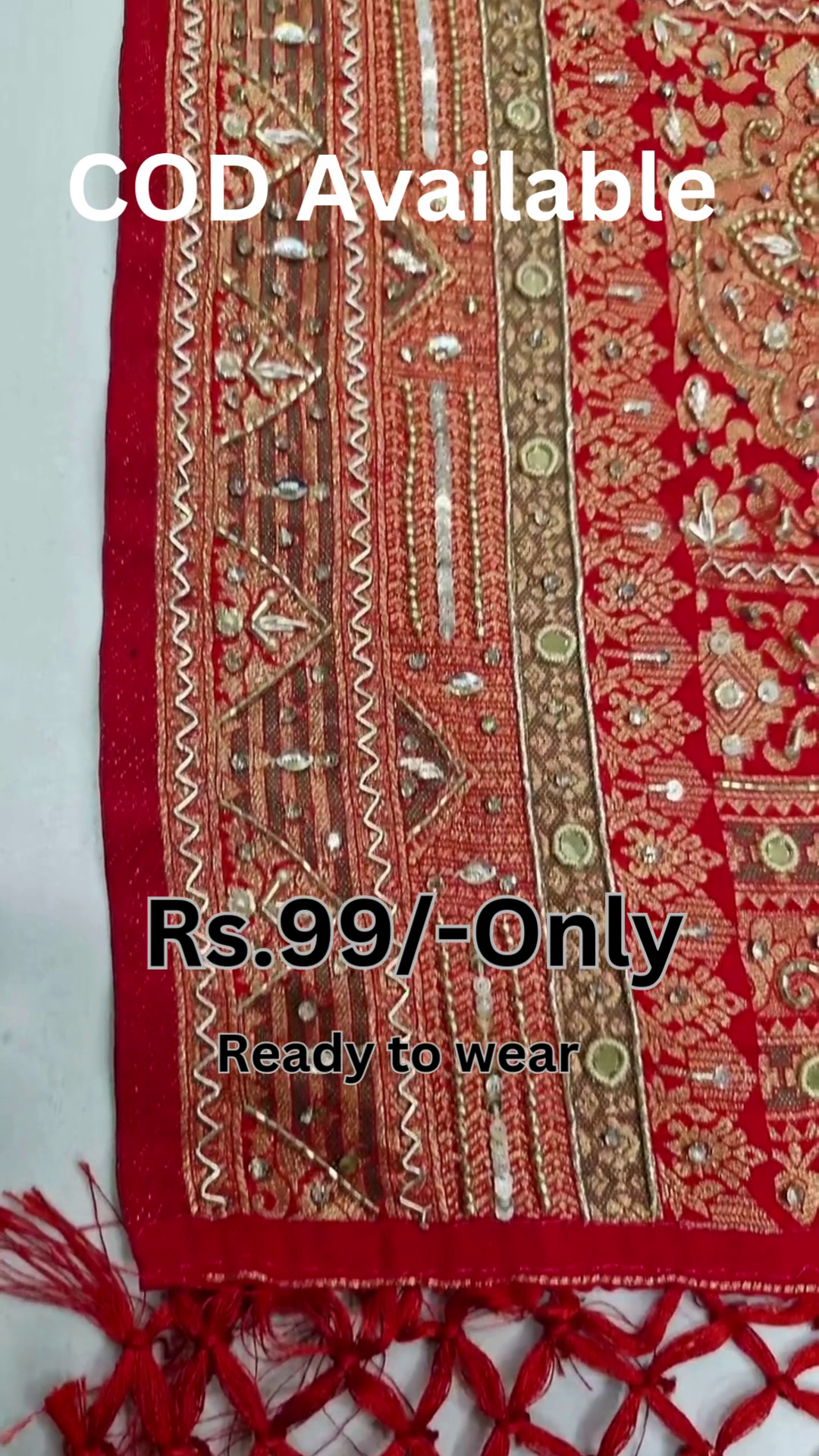 Royal Red Embroidered Dupatta – Traditional Craft with Luxe Detailing